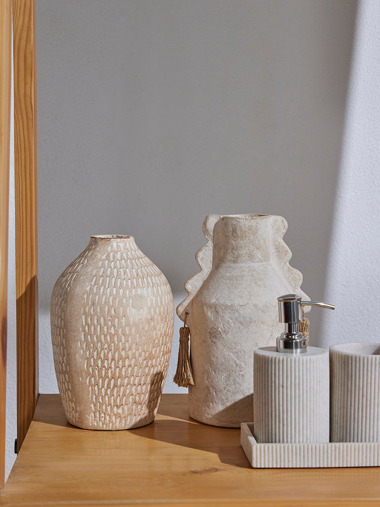 Westside Home Off White Chiselled Vase