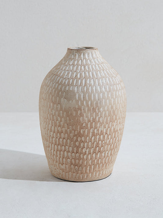 Westside Home Off White Chiselled Vase