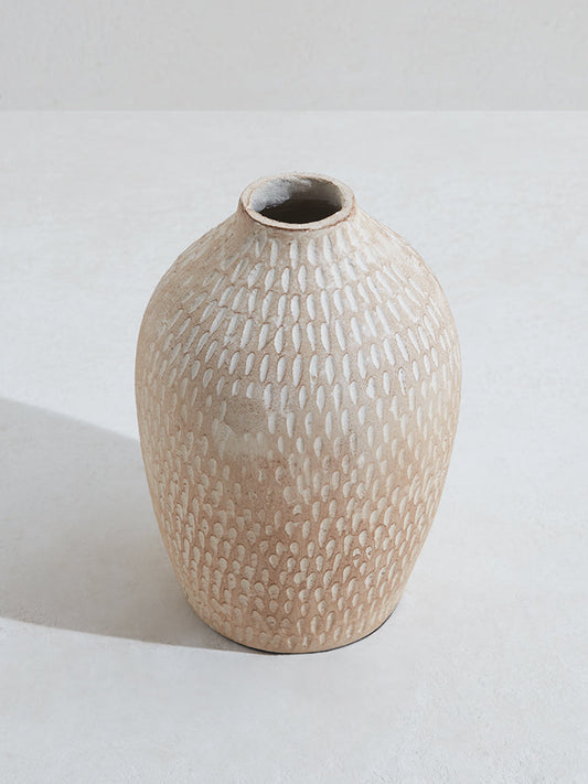 Westside Home Off White Chiselled Vase