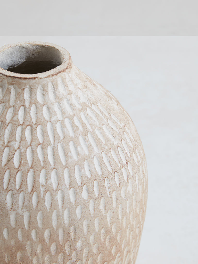 Westside Home Off White Chiselled Vase