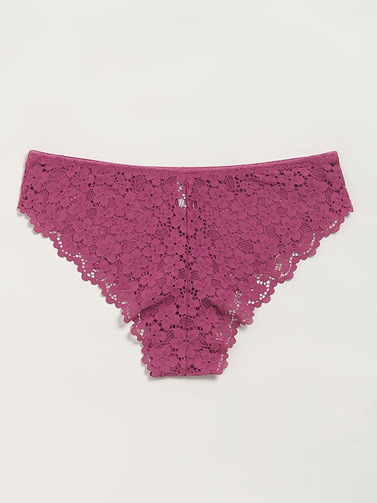 Superstar Pink Lace Brazilian Brief