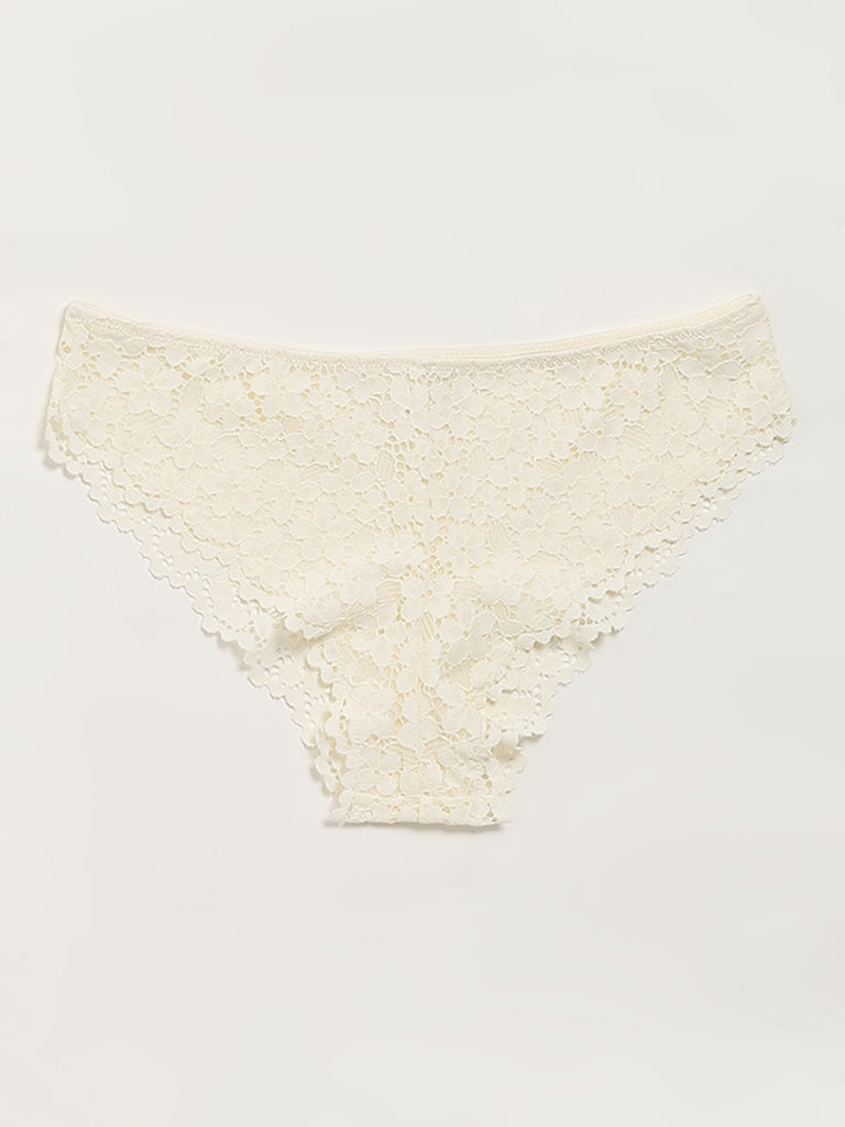 Superstar Off-White Lace Brazilian Brief