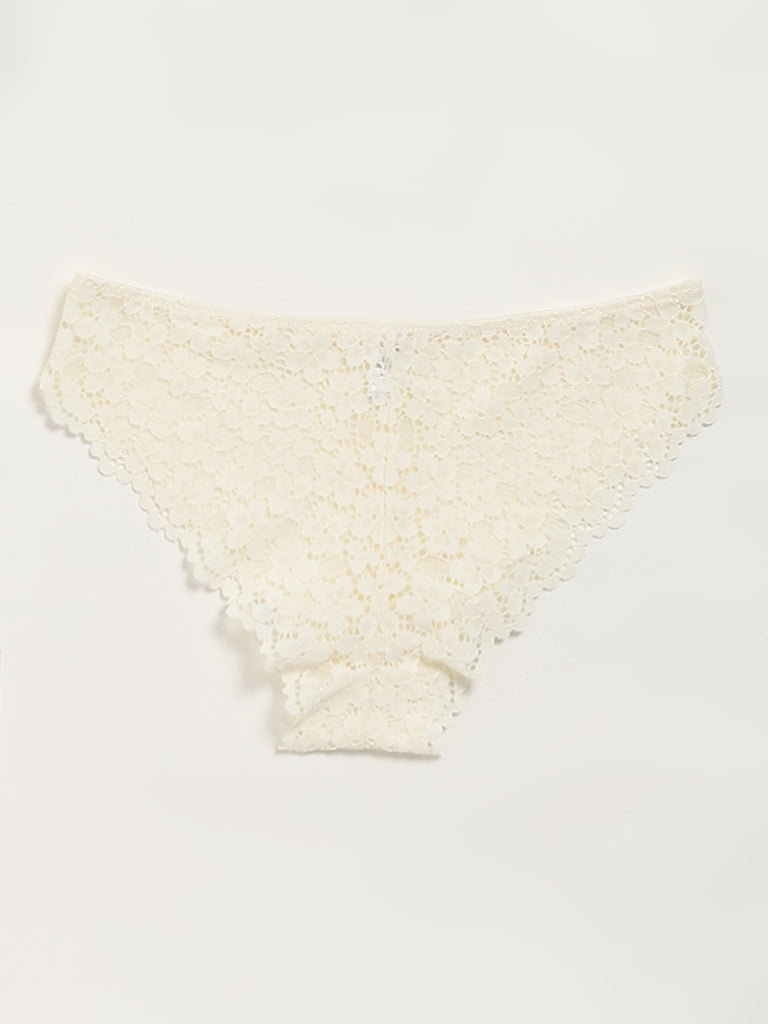 Superstar Off-White Lace Brazilian Brief