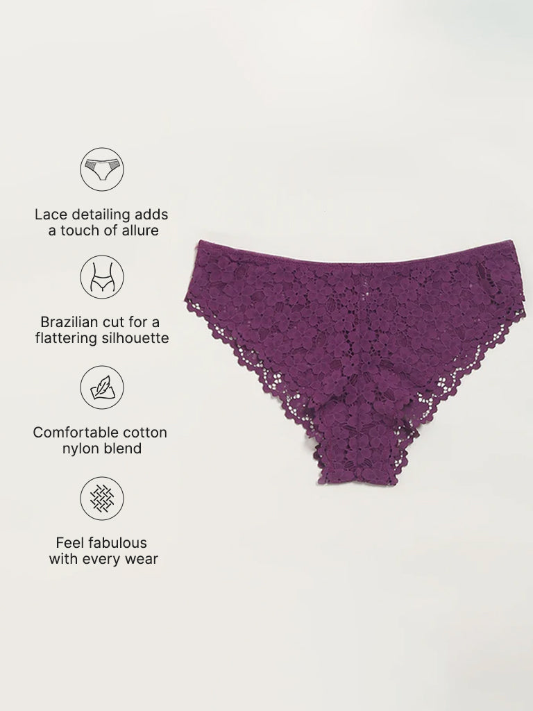 Superstar Purple Lace Brazilian Brief