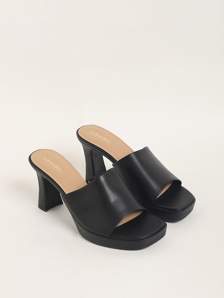 LUNA BLU Black Mule Sandals