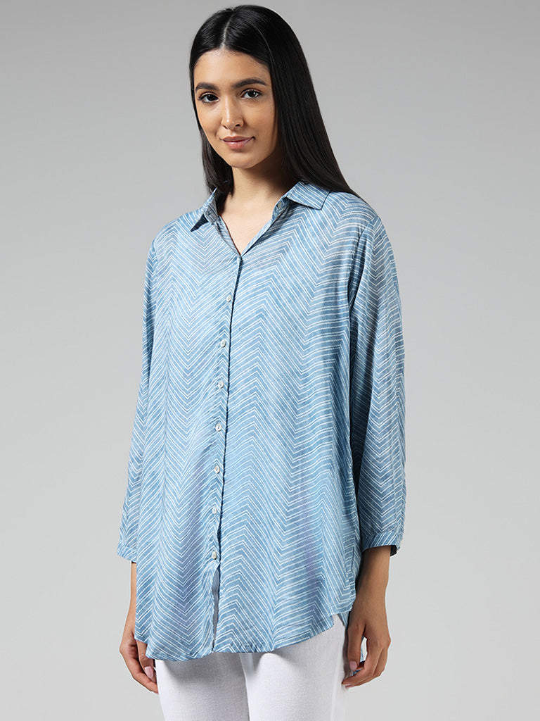 Utsa Blue Printed Kurti