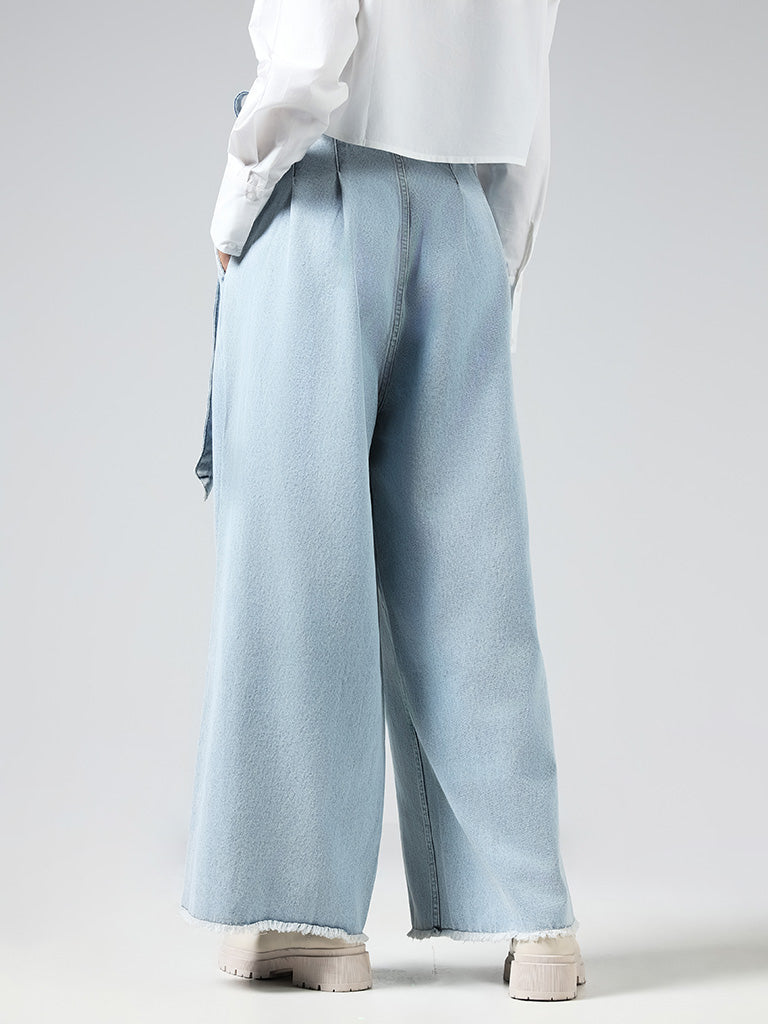 Nuon Light Blue Wide Leg - Fit High Rise Jeans