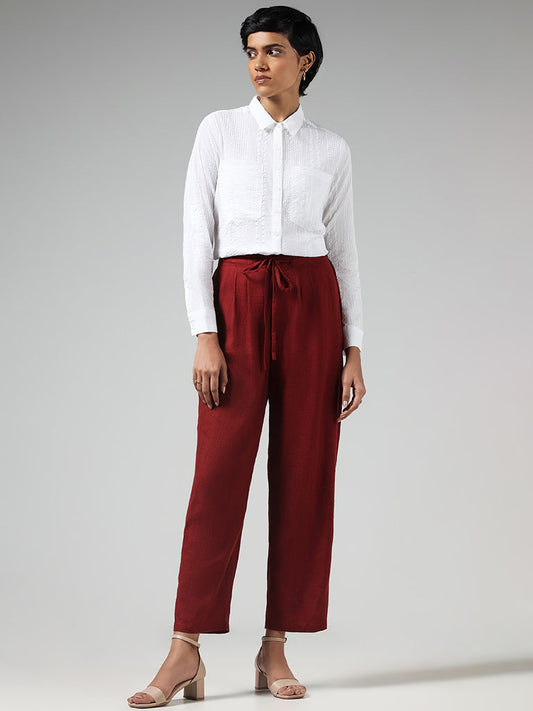 LOV Solid Maroon Palazzos