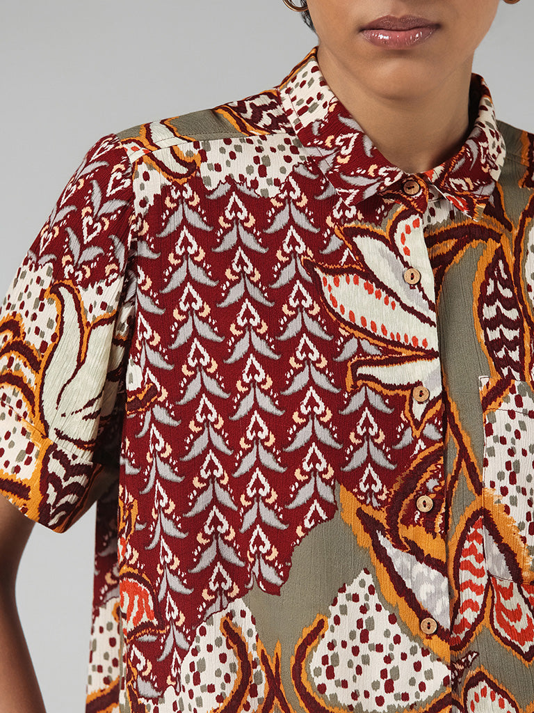 LOV Multicolour Printed Knotted Shirt