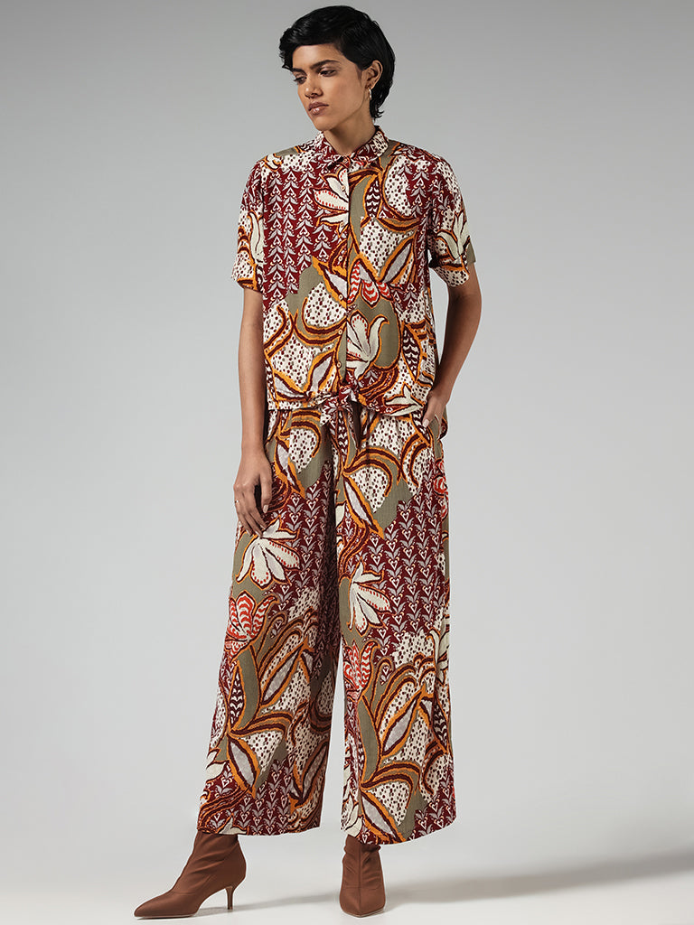 LOV Multicolour Printed Mid-Rise Palazzos