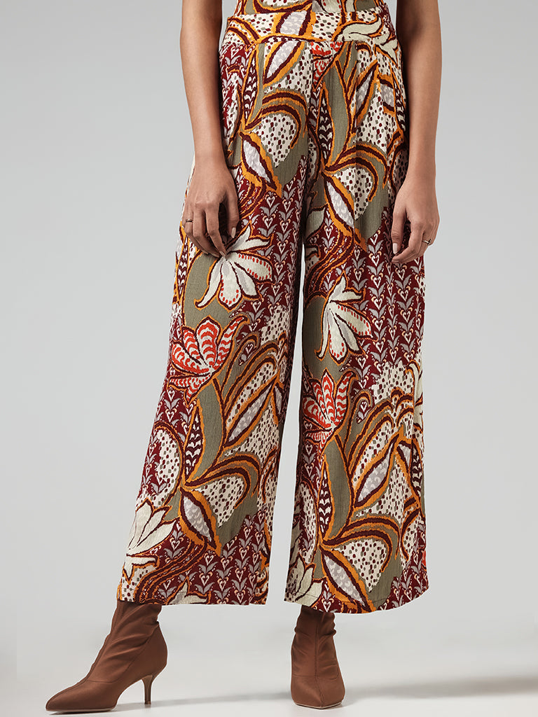 LOV Multicolour Printed Mid-Rise Palazzos