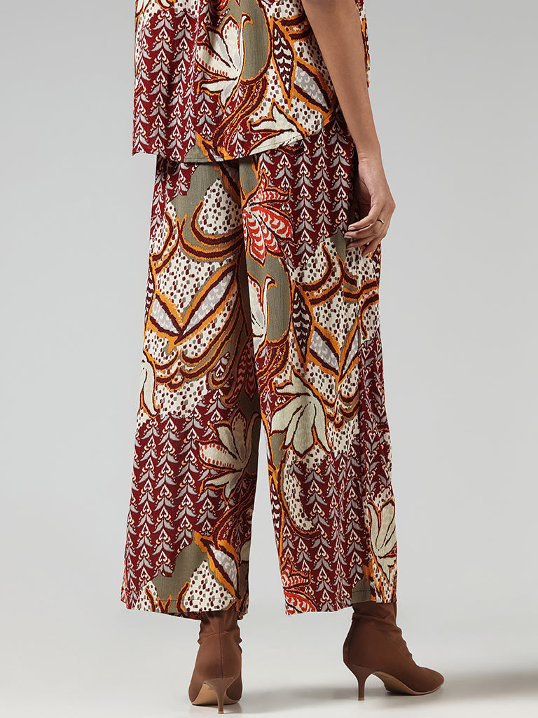 LOV Multicolour Printed Mid-Rise Palazzos