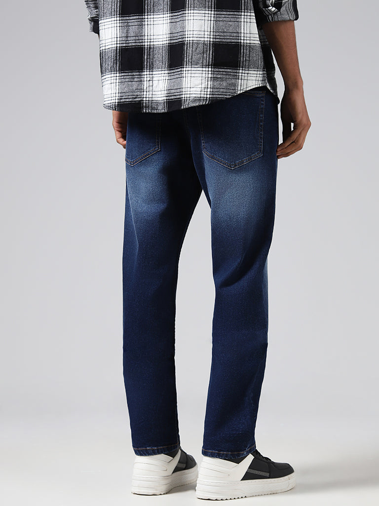 Nuon Dark Blue Straight - Fit Mid - Rise Jeans