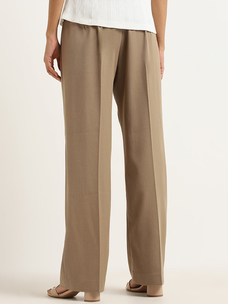 Wardrobe Beige Solid Trousers