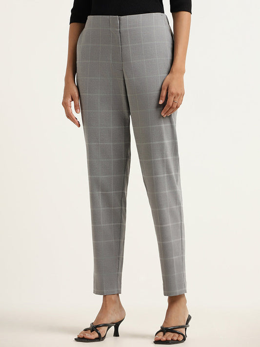 Wardrobe Grey Checked Trousers