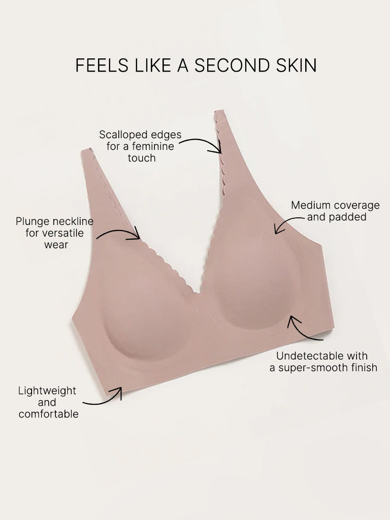 Wunderlove Nude Cotton Blend Plunge Invisible Bra