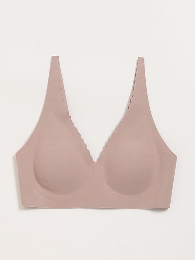 Wunderlove Nude Cotton Blend Plunge Invisible Bra