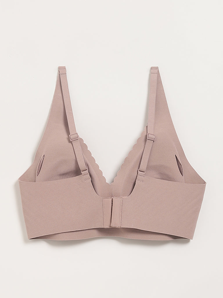 Wunderlove Nude Cotton Blend Plunge Invisible Bra