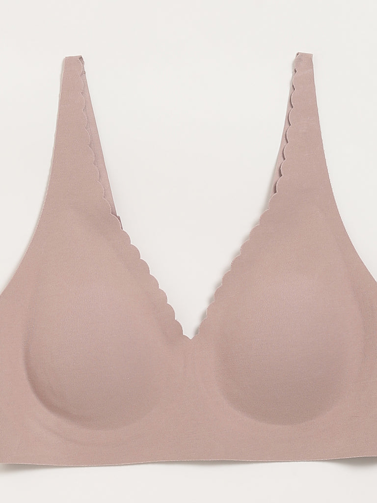 Wunderlove Nude Cotton Blend Plunge Invisible Bra