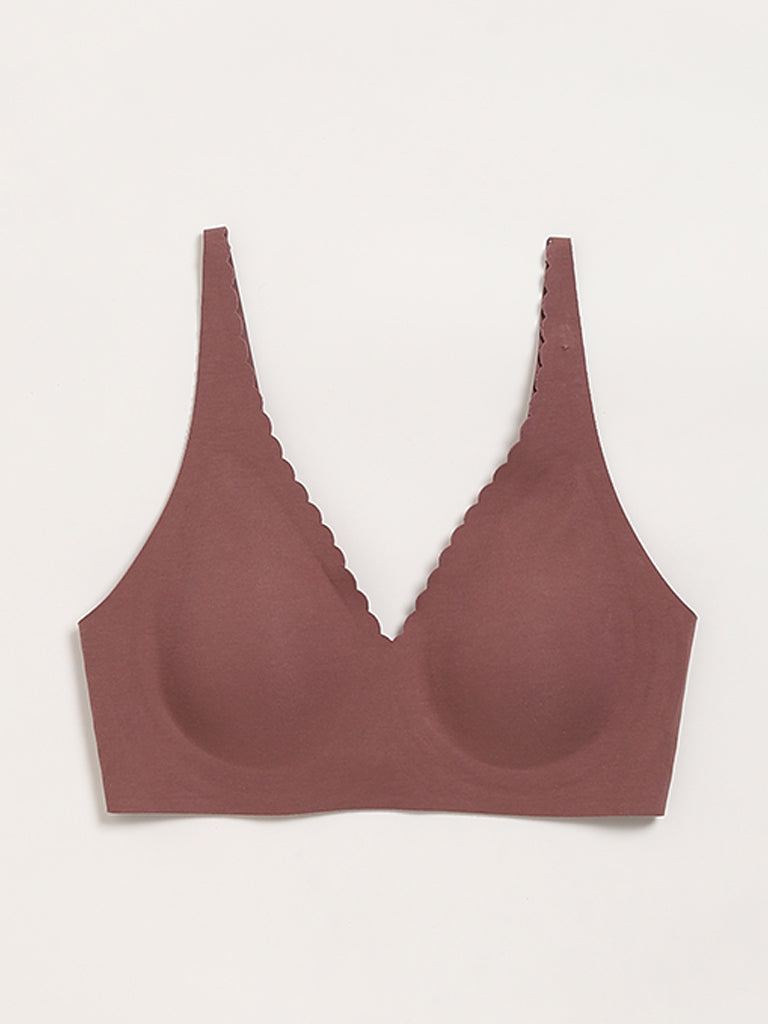 Wunderlove Brown Cotton Blend Invisible Bra