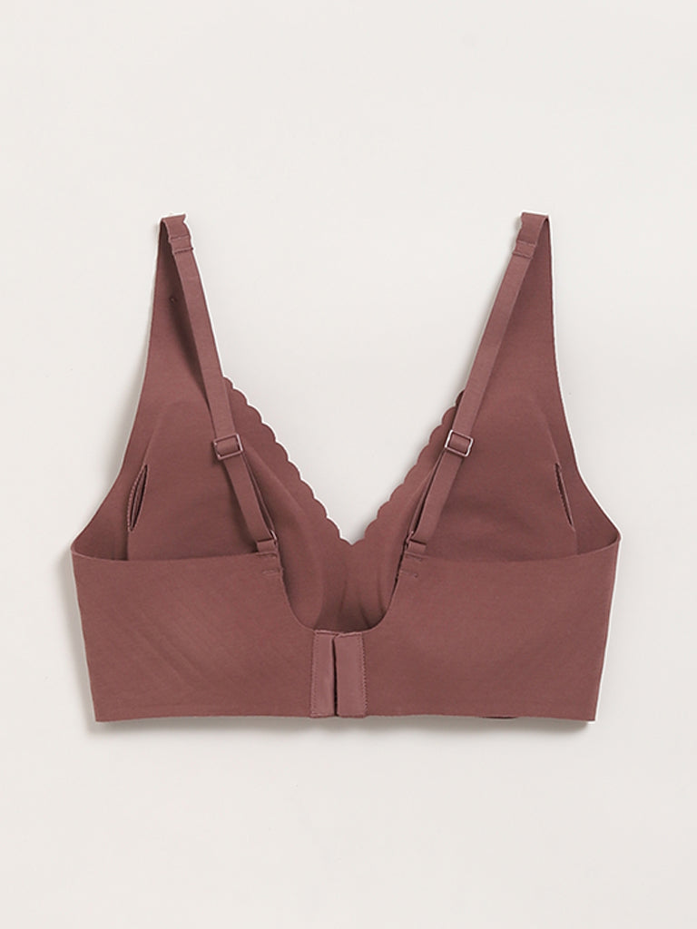 Wunderlove Brown Cotton Blend Invisible Bra