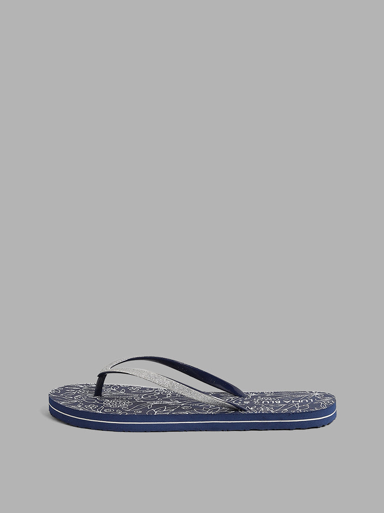 LUNA BLU Blue Floral Flip Flop