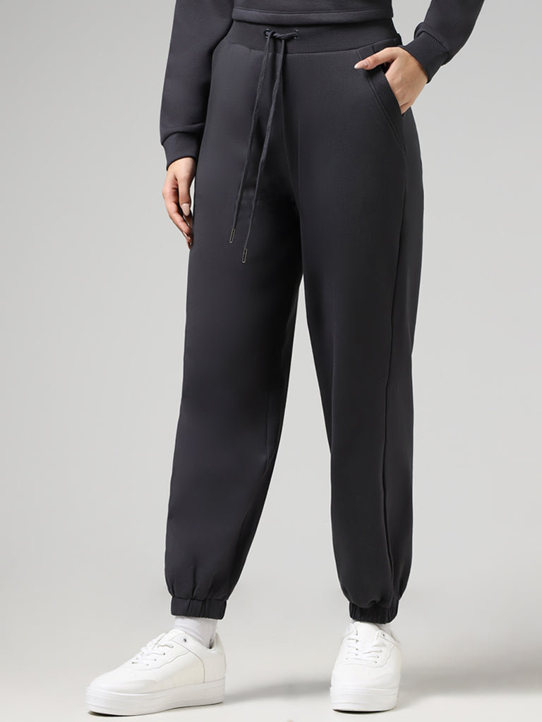 Studiofit Solid Grey Cotton Track Pants