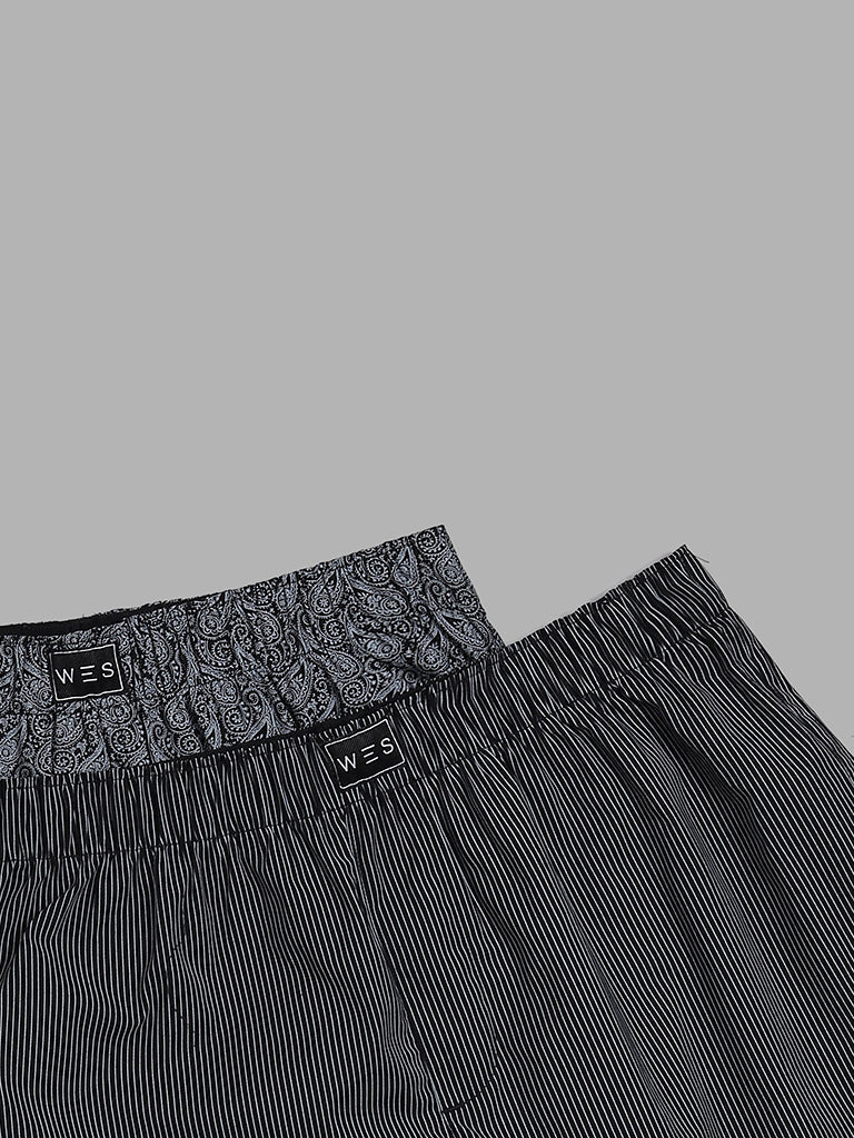 WES Lounge Black Cotton Boxers - Pack of 2