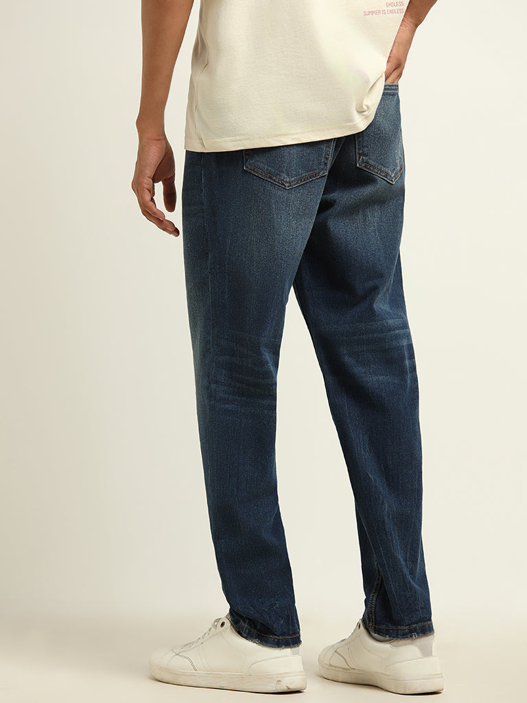 Nuon Dark Blue Straight - Fit Mid - Rise Jeans