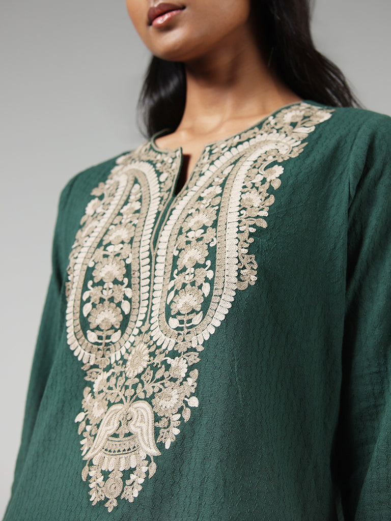 Utsa Green Embroidered Kurta