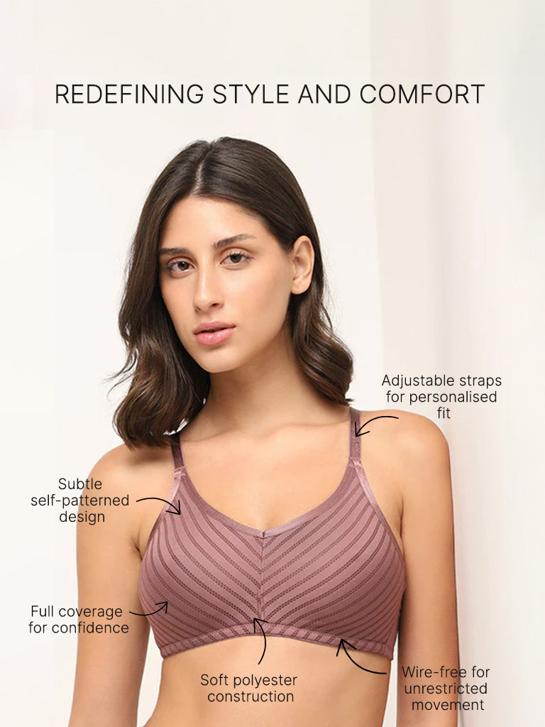 Wunderlove Brown Self-Patterned Bra