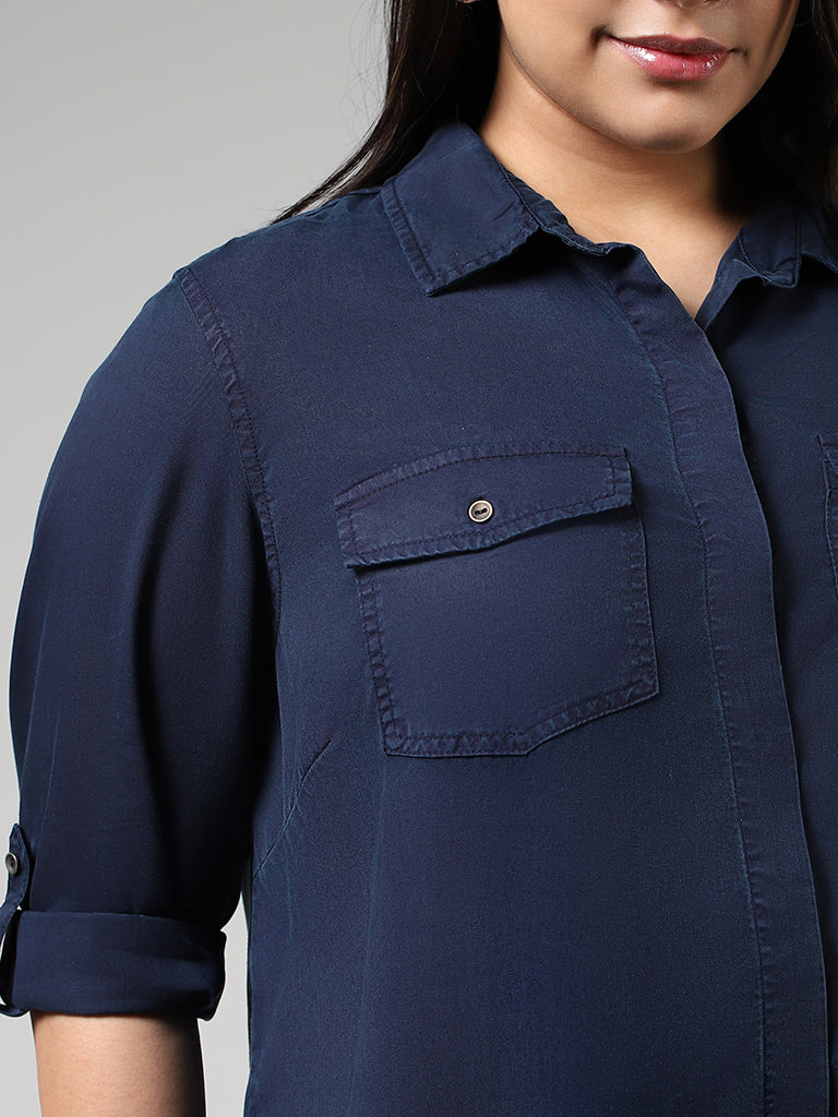 Gia Solid Navy Shirt