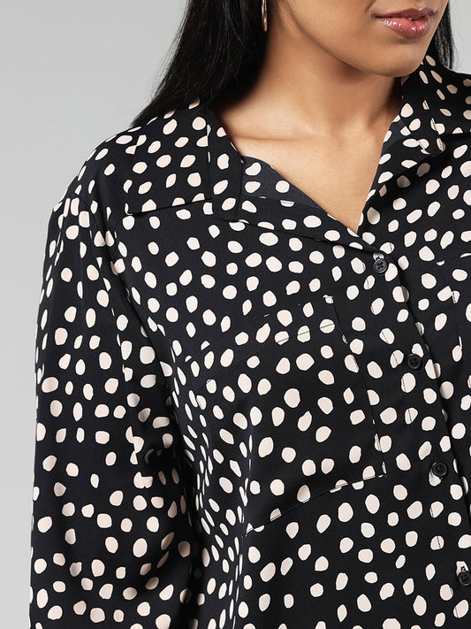 Gia Black Polka Dotted Shirt