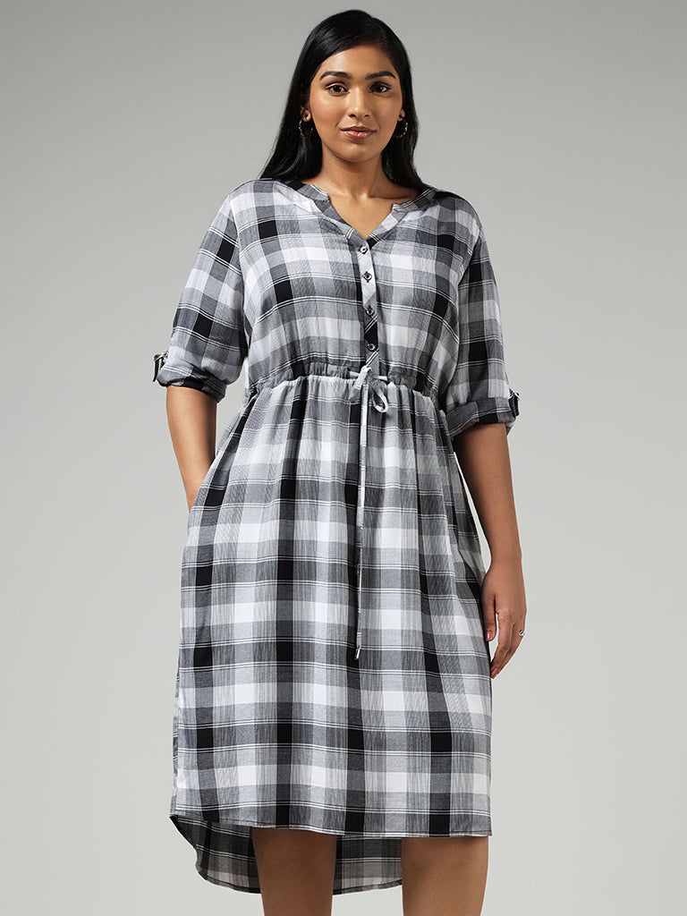 Gia Grey Checked Dress