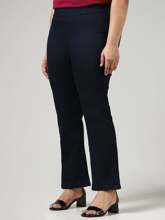 Gia Dark Navy Wide-Leg Fit Mid Rise Denim Jeggings