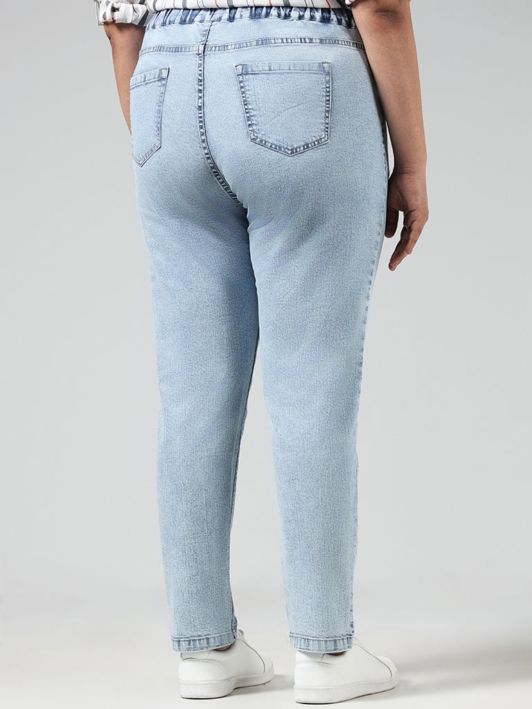 Gia Solid Light Blue Slim Fit Mid Rise Denim Jeggings