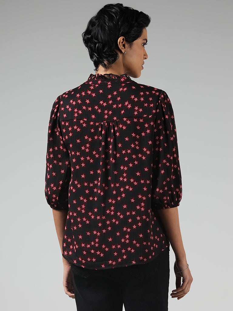 LOV Black Star Printed Shirt