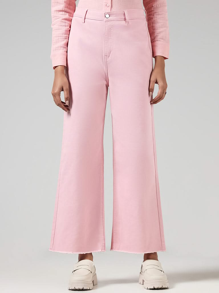 LOV Light Pink Wide Leg - Fit High - Rise Jeans