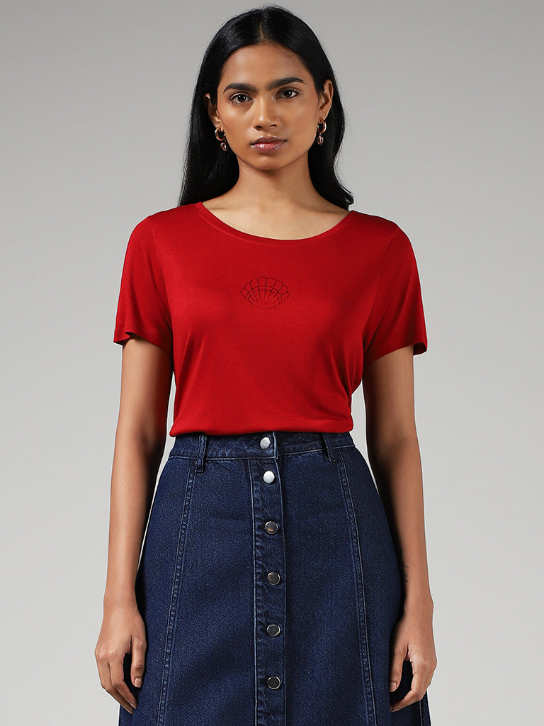 LOV Red Printed T-Shirt