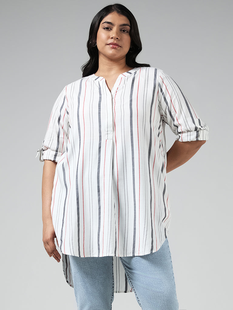 Gia White Striped Top