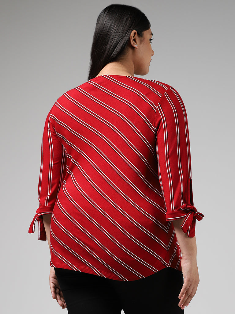 Gia Red Dual-Striped Top