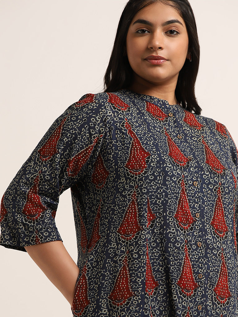 Diza Indigo Printed Kurta