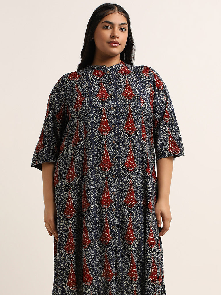 Diza Indigo Printed Kurta