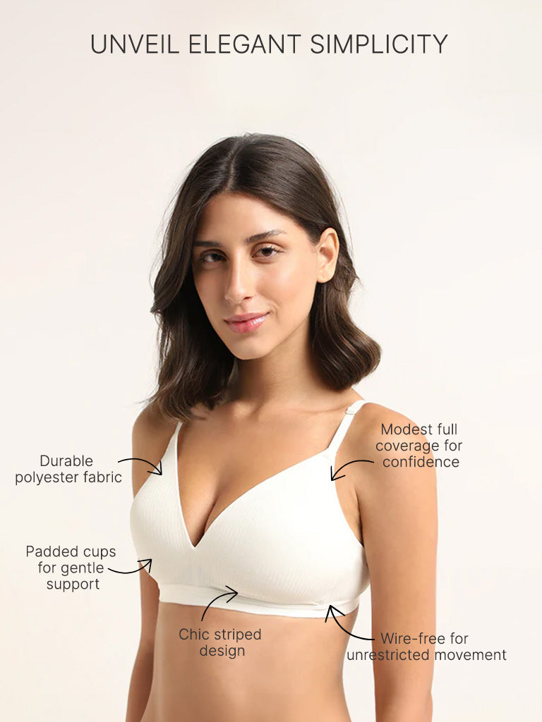 Wunderlove Off White Ribbed Bra