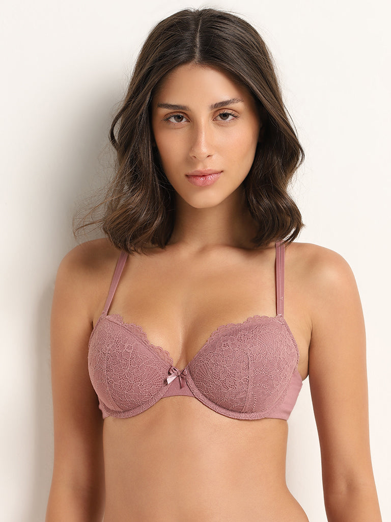 Wunderlove Pink Laced Bra