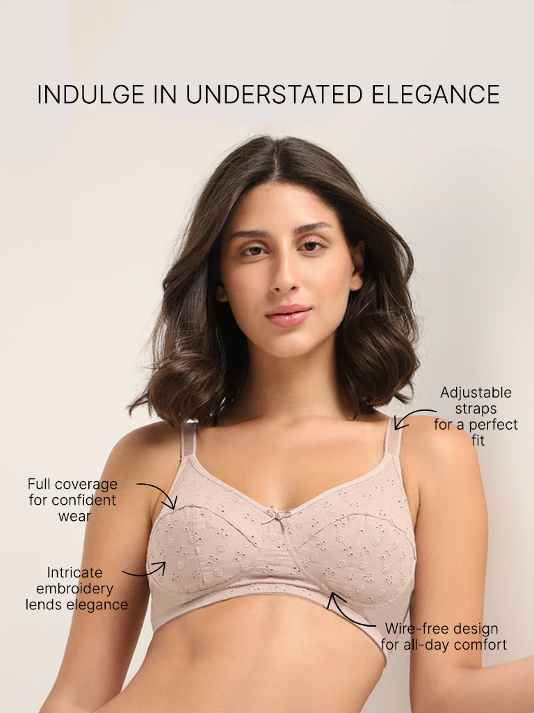 Wunderlove Taupe Embroidered Bra