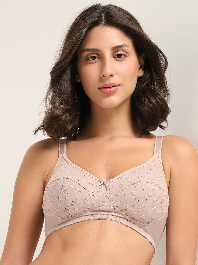 Wunderlove Taupe Embroidered Bra