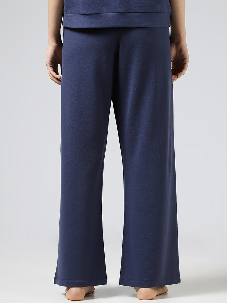 Wunderlove Graphite Blue Supersoft Wide-Leg Supersoft Trousers