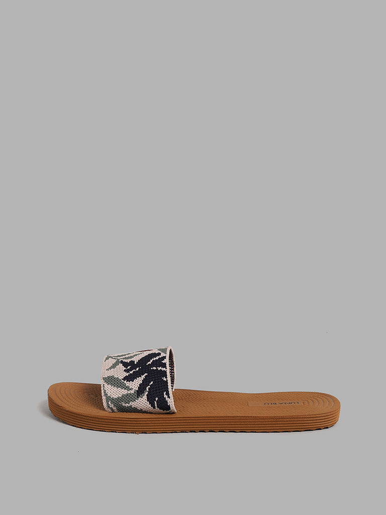 LUNA BLU Tan Printed Slides