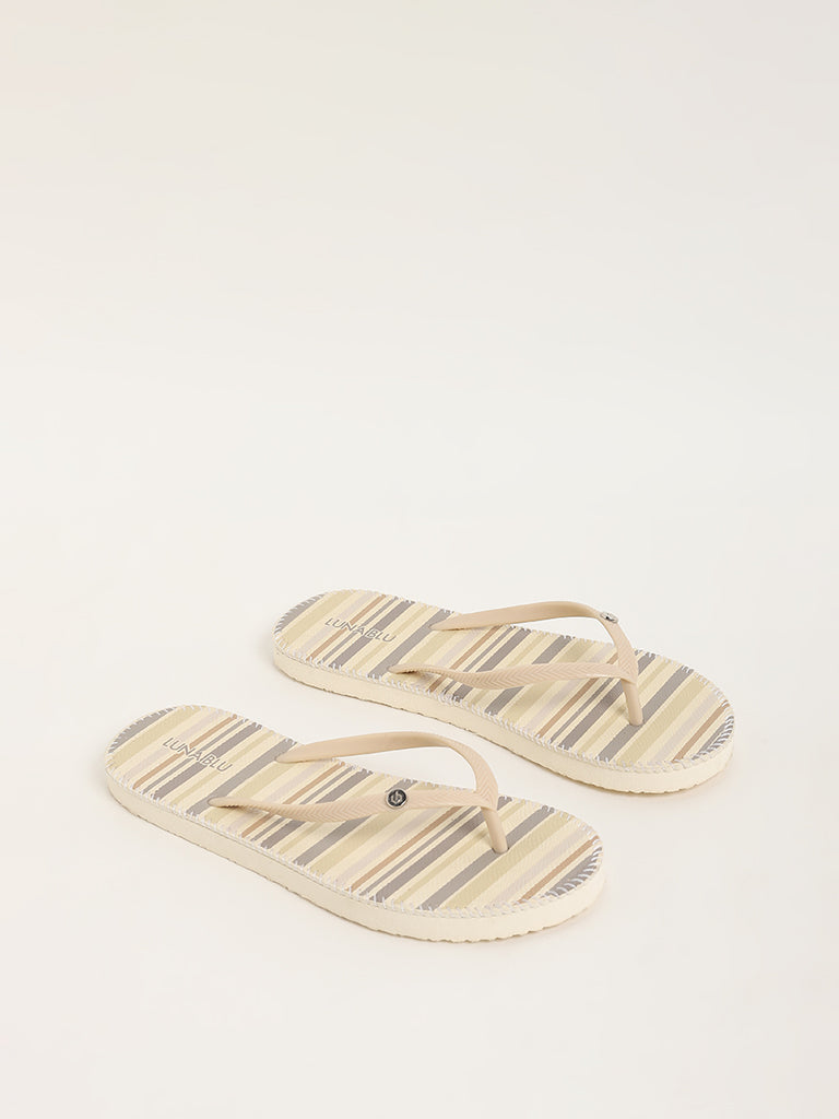 LUNA BLU Beige Striped Flip-Flop